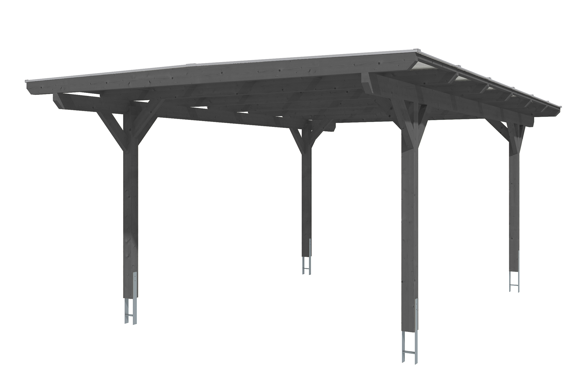 Carport ODENWALD 428x648cm, bois lamellé-collé, traitement coloré gris ardoise