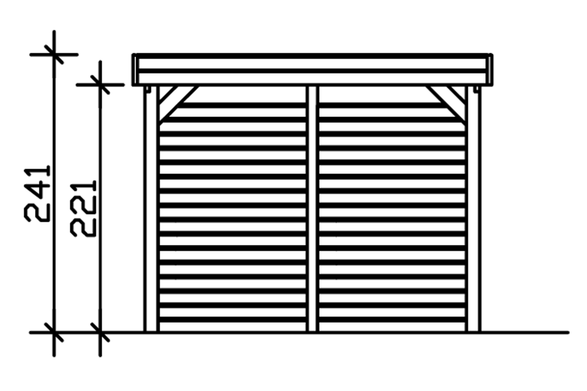 Grafik (Vorderansicht): Carport Friesland 314 x 708 cm mit Abstellraum