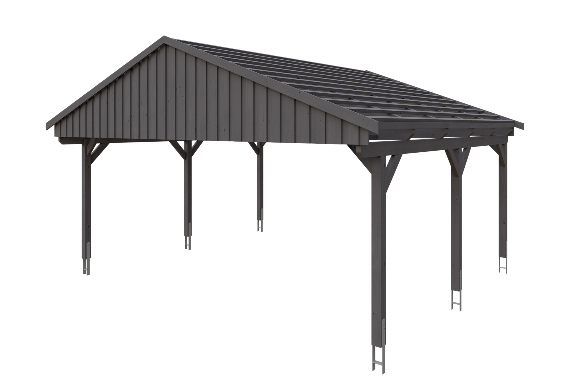 Produktbild: Carport Fichtelberg 618 x 566 cm, farblich behandelt in schiefergrau, mit Dachlatten