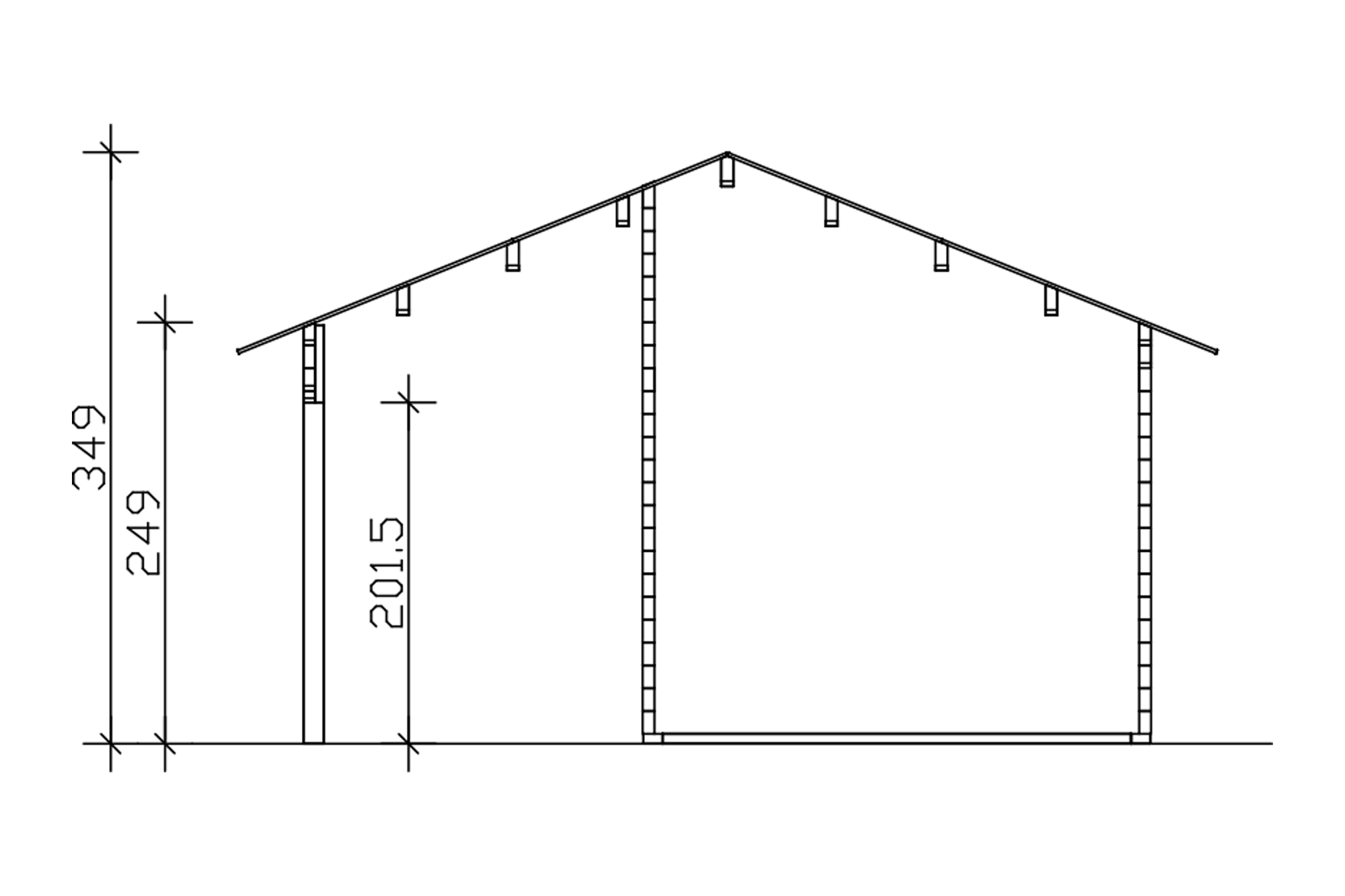 Zahradní domek CALGARY, 70plus, 380 x 300 cm, 19 mm střešní desky s příčným laťováním a 2. střešním bedněním, neošetřené