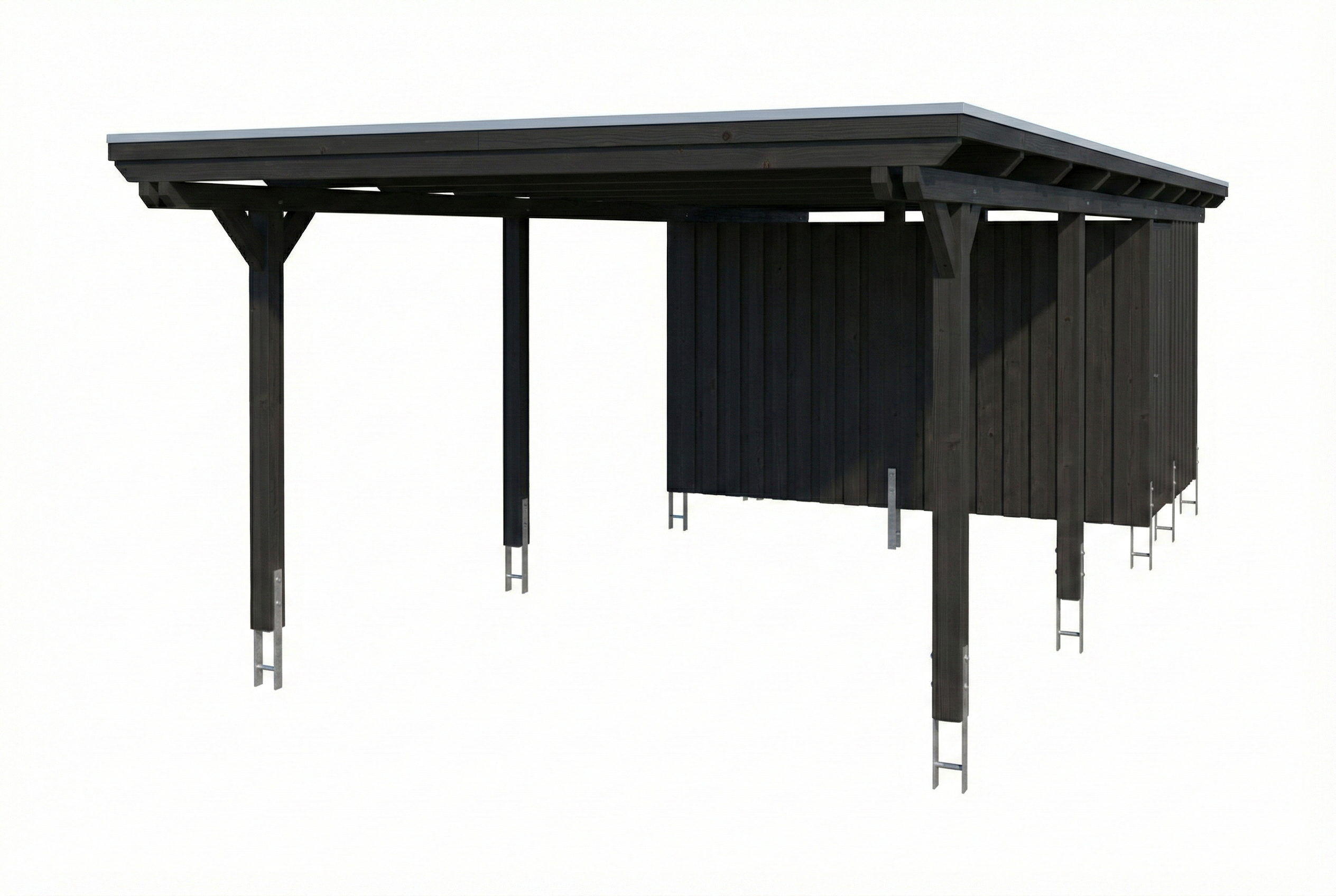 Carport Emsland 402 x 846 cm mit EPDM-Dach, mit Abstellraum, anthrazit