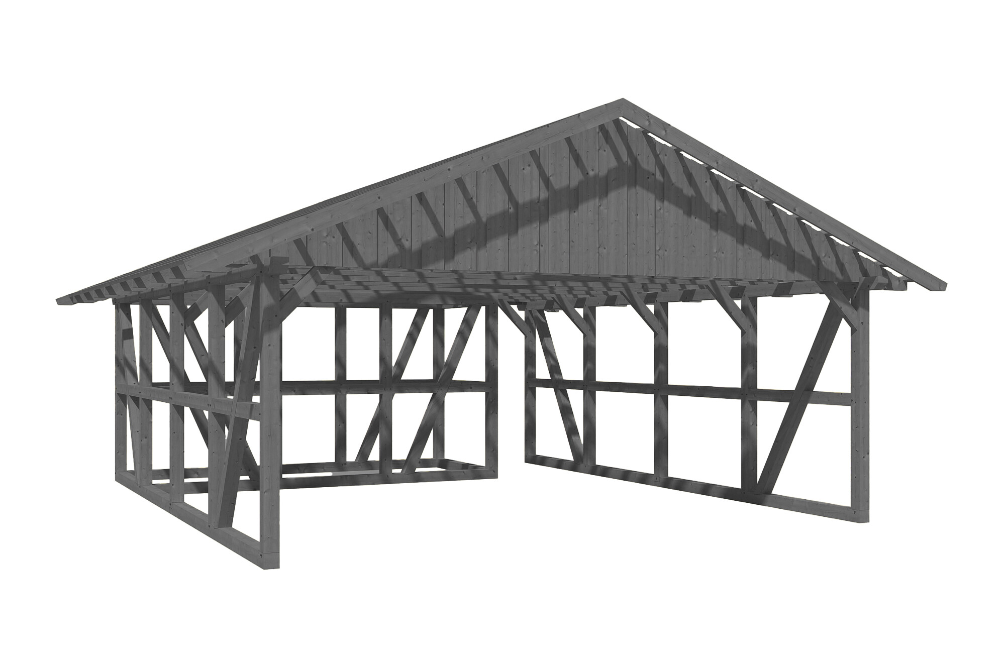 Carport Schwarzwald 684 x 772 cm mit Abstellraum 2, schiefergrau, mit Dachlattung