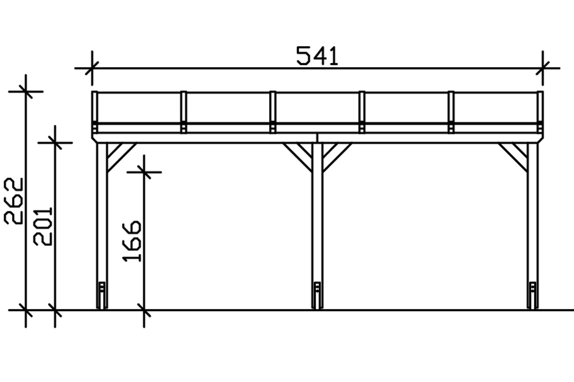 Grafik (Schnitt): Carport Vogtland 541 x 300 cm
