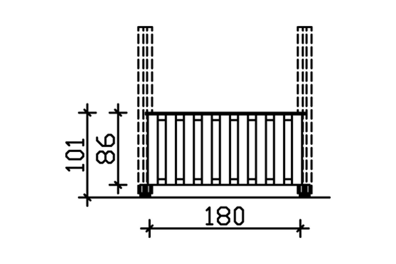 Brüstung Deckelschalung 180 x 84 cm, Douglasie, natur