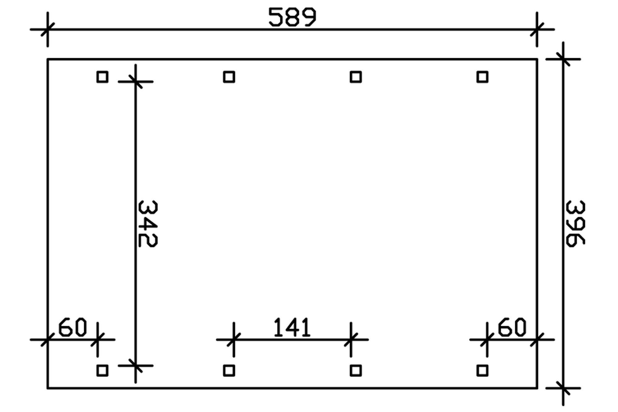 Grafik (Grundriss): Carport Spreewald 396 x 589 cm
