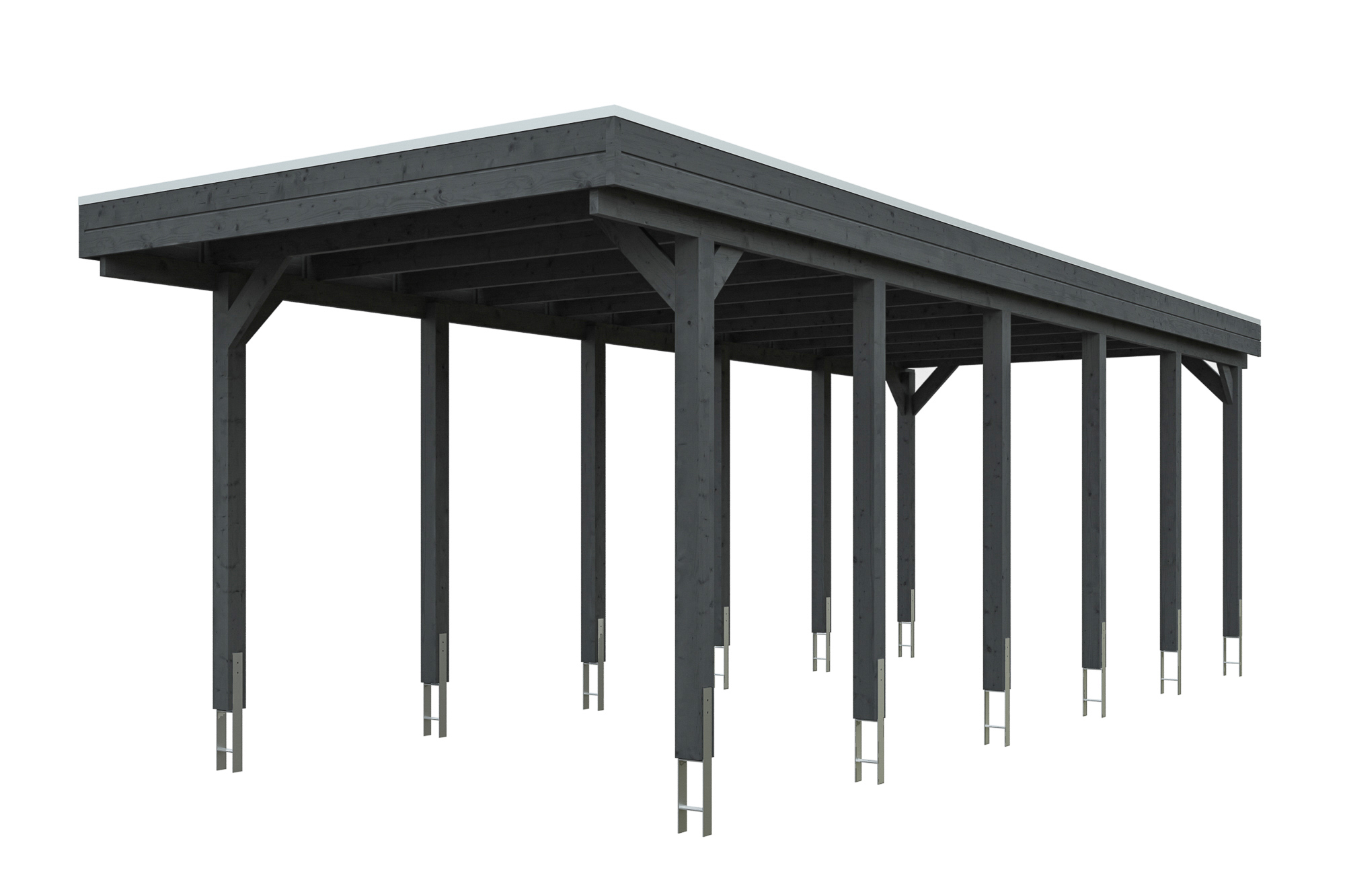 Carport Friesland 320 x 860 cm, met dakplaten, leigrijs