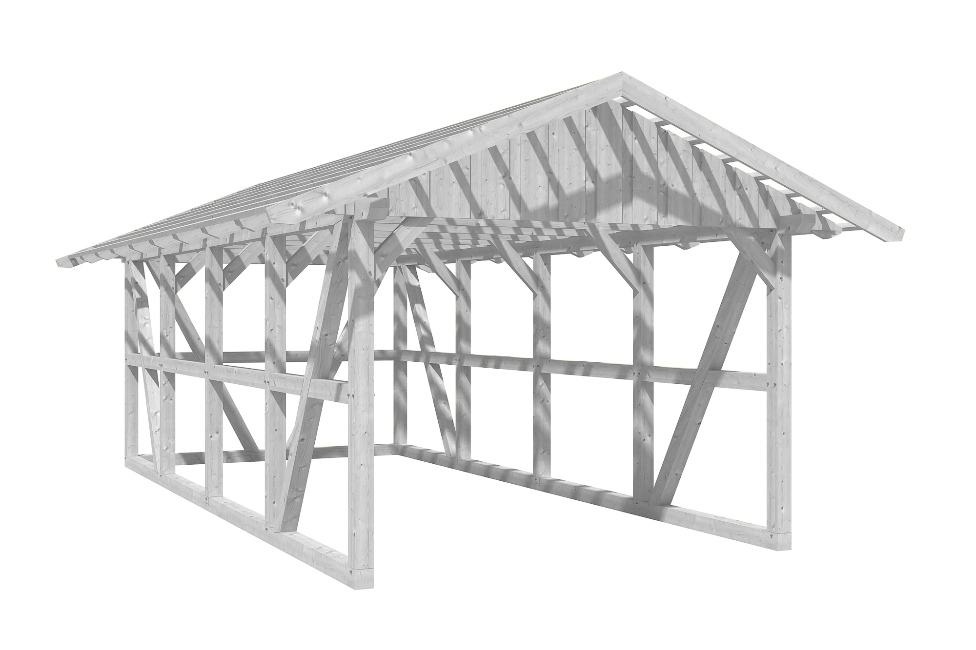 Produktbild: Carport Schwarzwald 424 x 772 cm mit Rückwand, mit Dachlatten, farblich behandelt in weiß