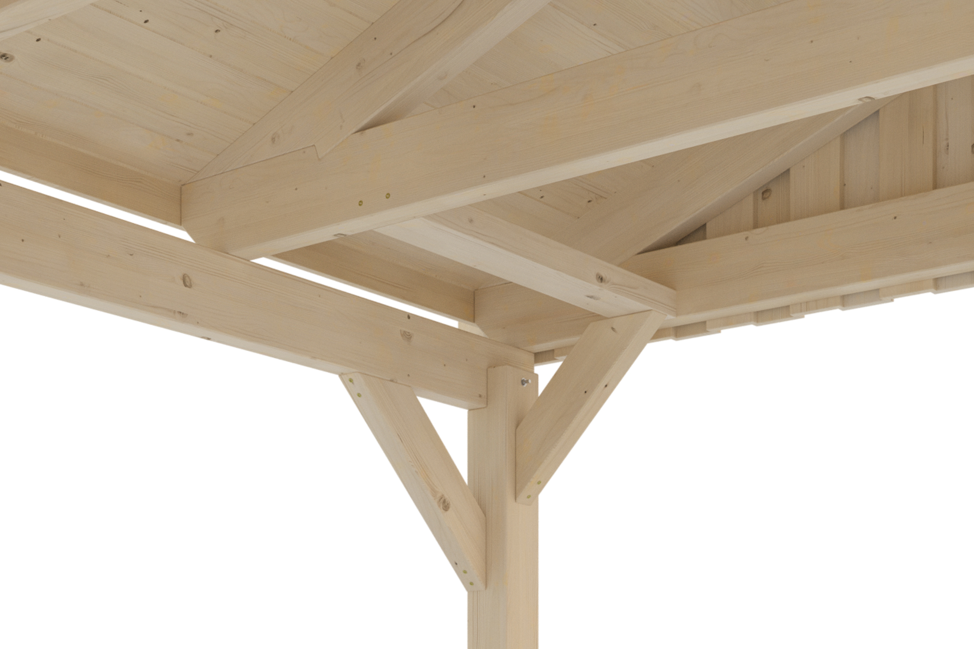 Carport Fichtelberg 618 x 566 cm, rode dakshingels, onbehandeld