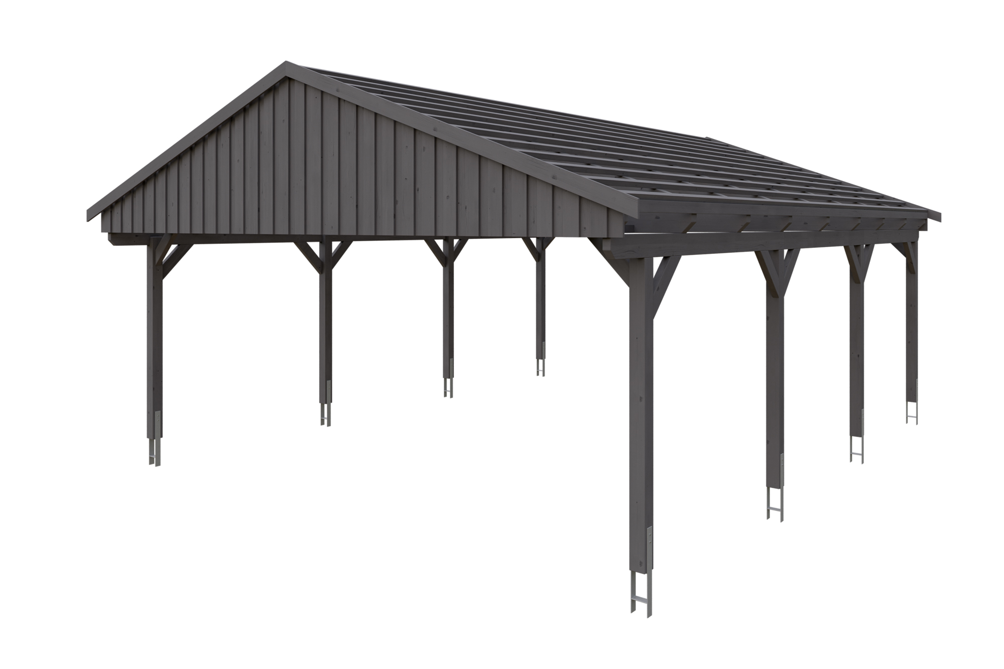 Produktbild: Carport Fichtelberg 618 x 808 cm, farblich behandelt in schiefergrau, mit Dachlatten