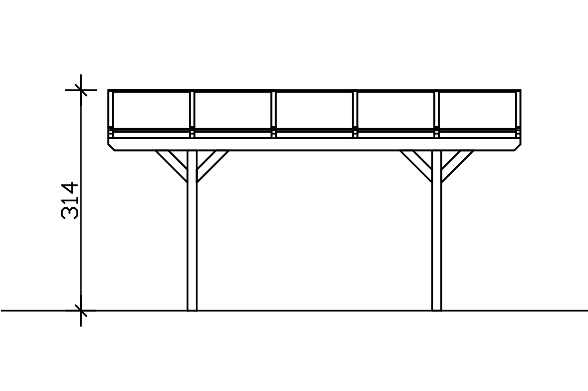 Carport Westerwald 570 x 541 cm, nussbaum