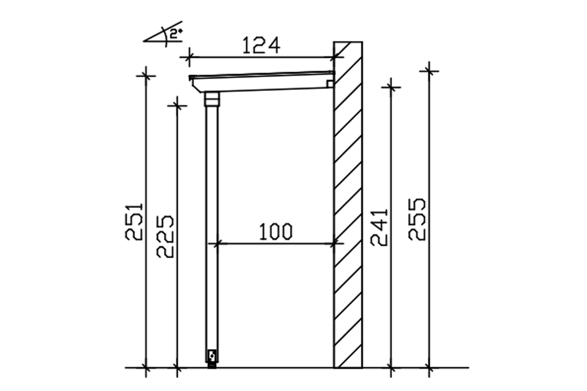 Huisdeur-afdak Anklam 1, schuin dak 220 x 124 cm, onbehandeld