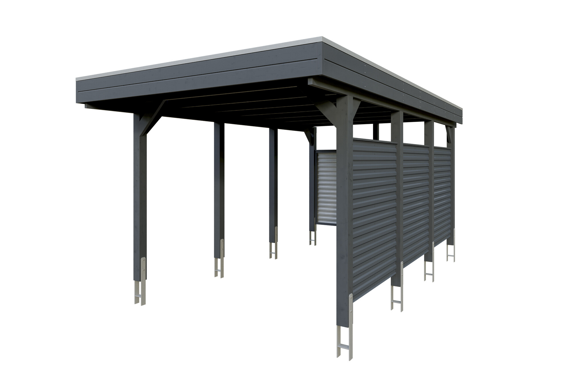 Carport Friesland Hybrid Set 11, 314 x 555 cm mit Rück- und Seitenwand, anthrazit