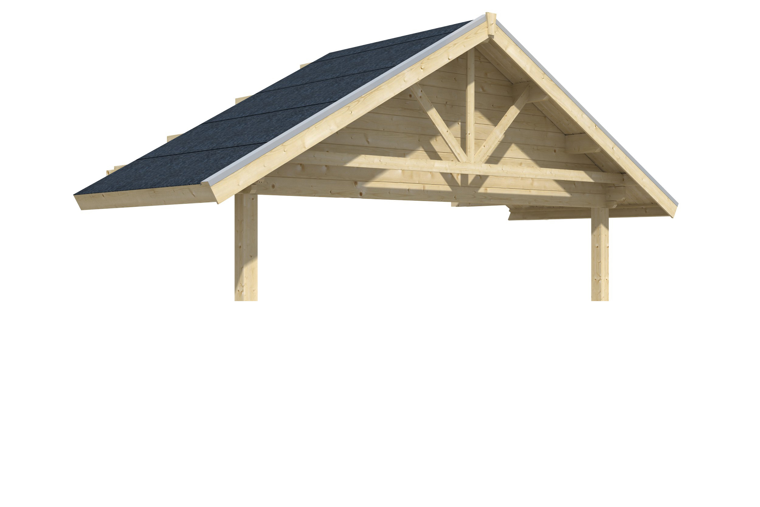 Roof extension Toronto 212 x 420 cm, basic house with 2. layer of roof boards, untreated