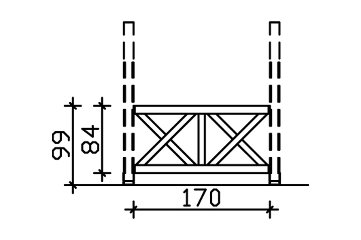 Brüstung Andreaskreuz 170 x 84 cm, Douglasie, nussbaum