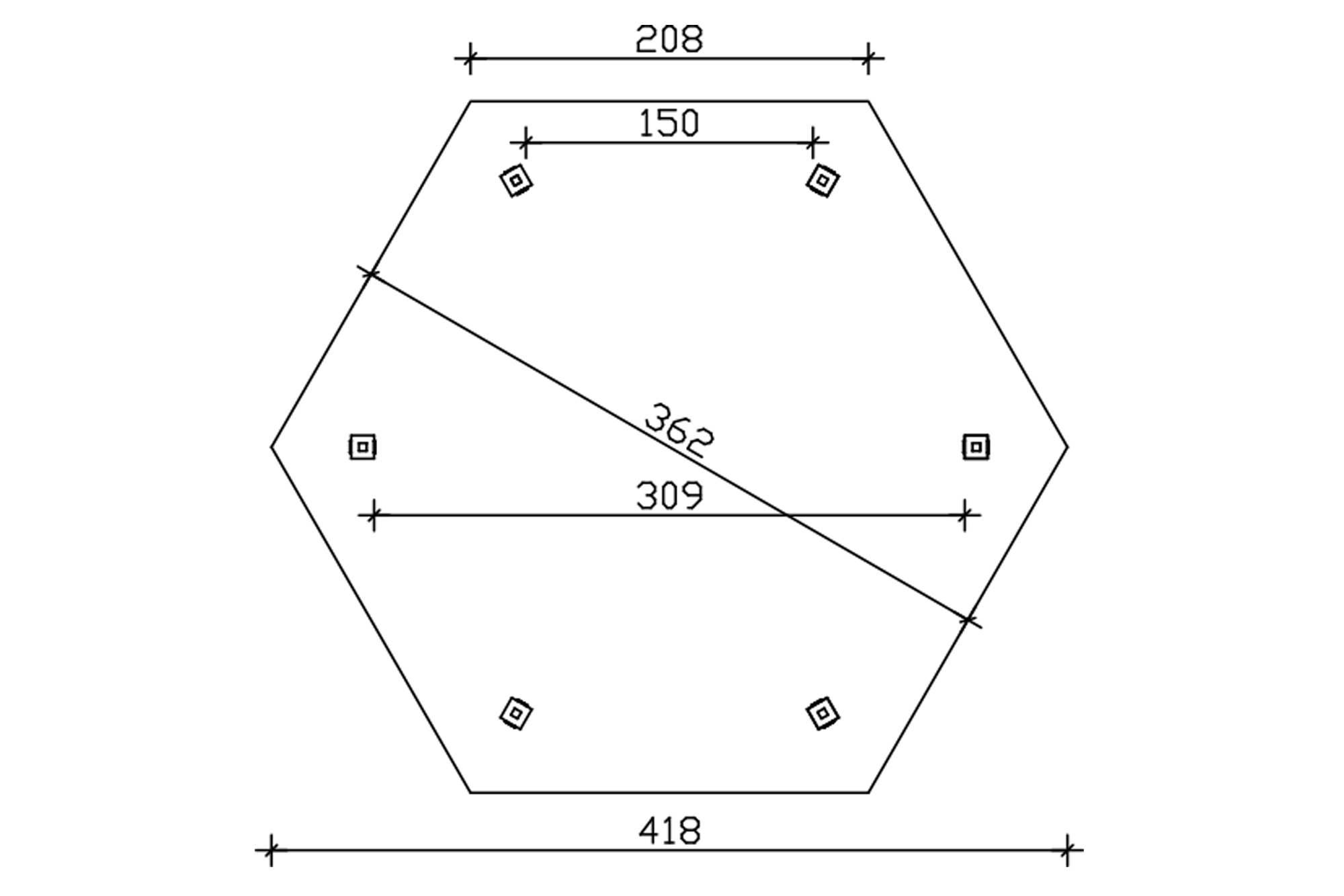Gloriette VERSAILLES (ø 418cm) hexagonale, bois lamellé-collé, non traité
