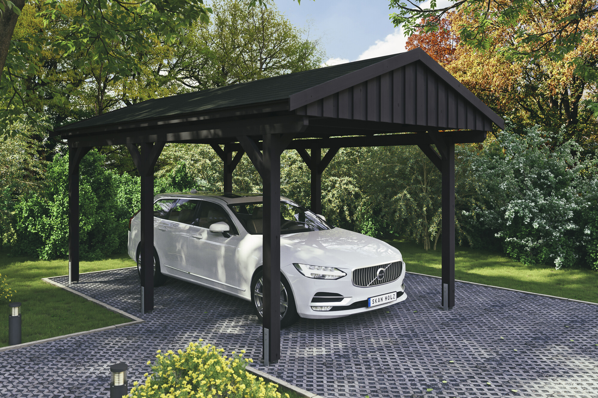 Carport Fichtelberg 317 x 566 cm, schwarze Schindeln, anthrazit