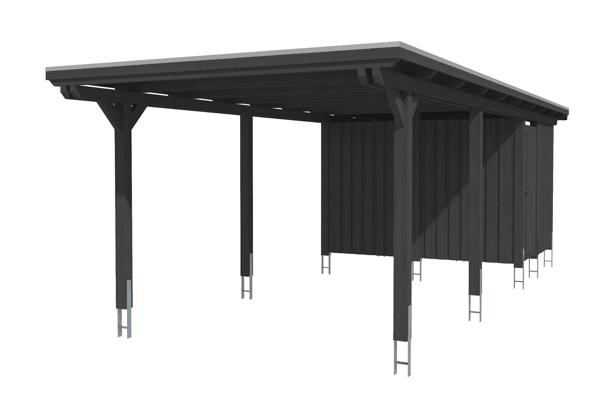 Carport Emsland 354 x 846 cm mit EPDM-Dach, mit Abstellraum, anthrazit