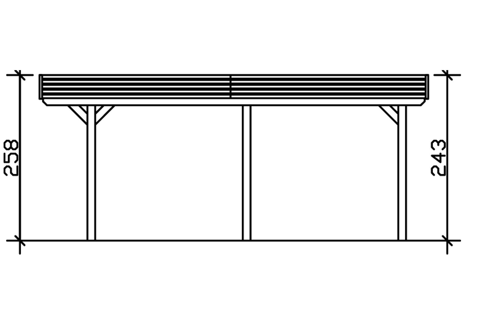 Grafik (Schnitt): Carport Spessart 611 x 604 cm