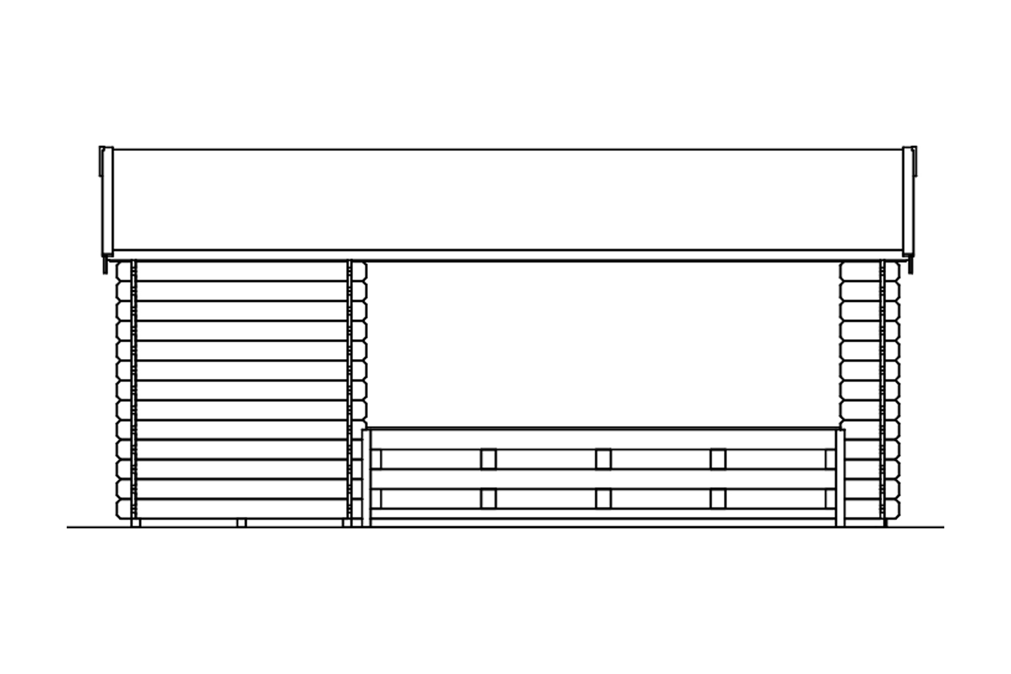 Abri de jardin ALICANTE 380x513cm, avec remise 380x150cm, 28mm, non traité