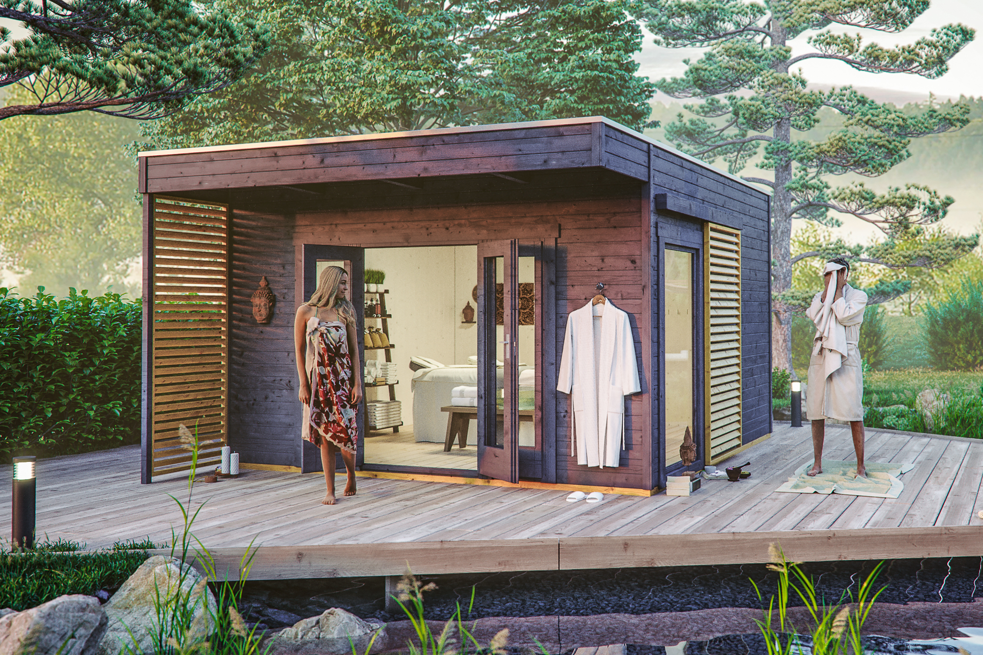 Summer house Tokio 2, 340 x 340 cm, insulated, slate-grey