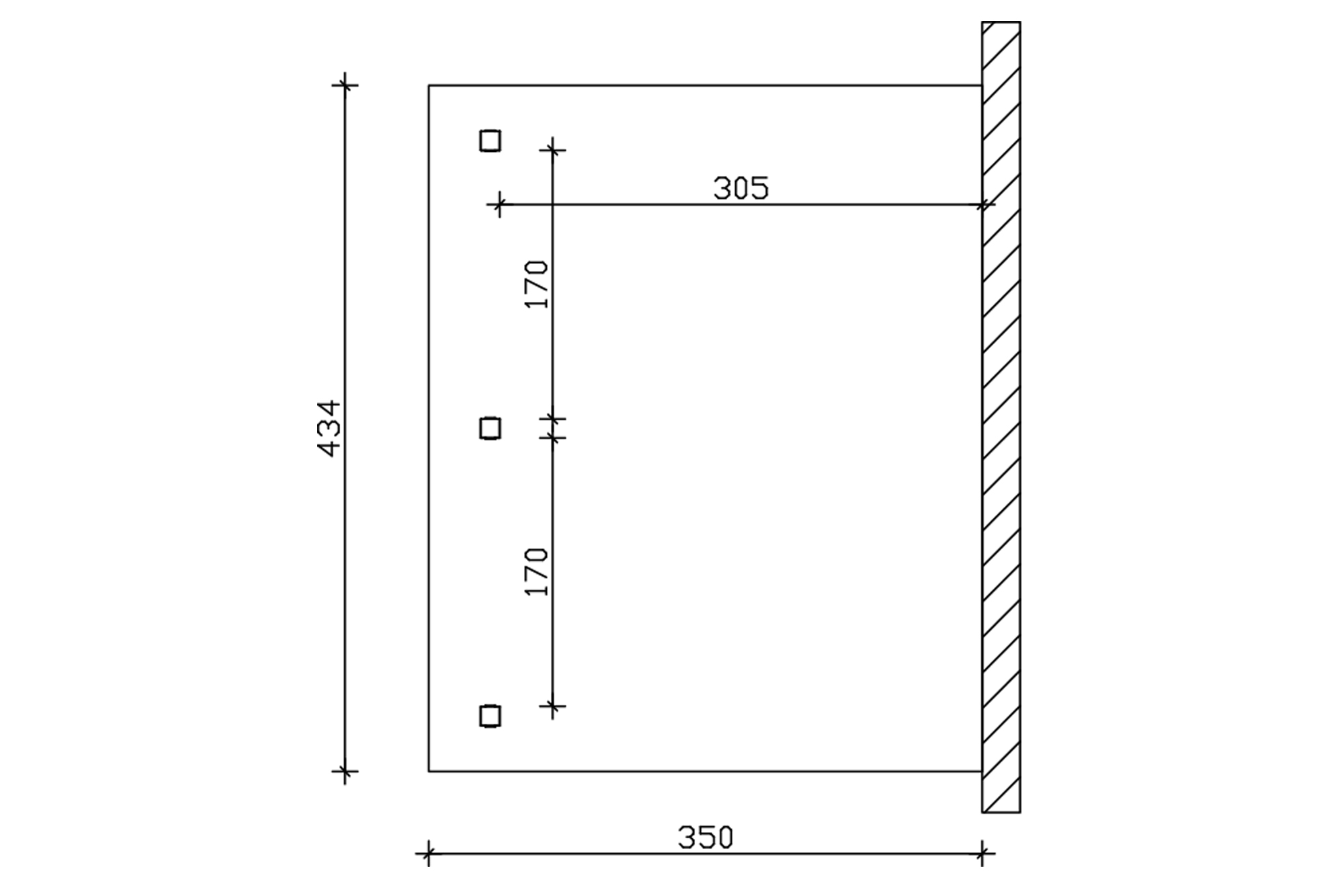 Grafik (Grundriss): Terrassenüberdachung Rimini 434x350 cm
