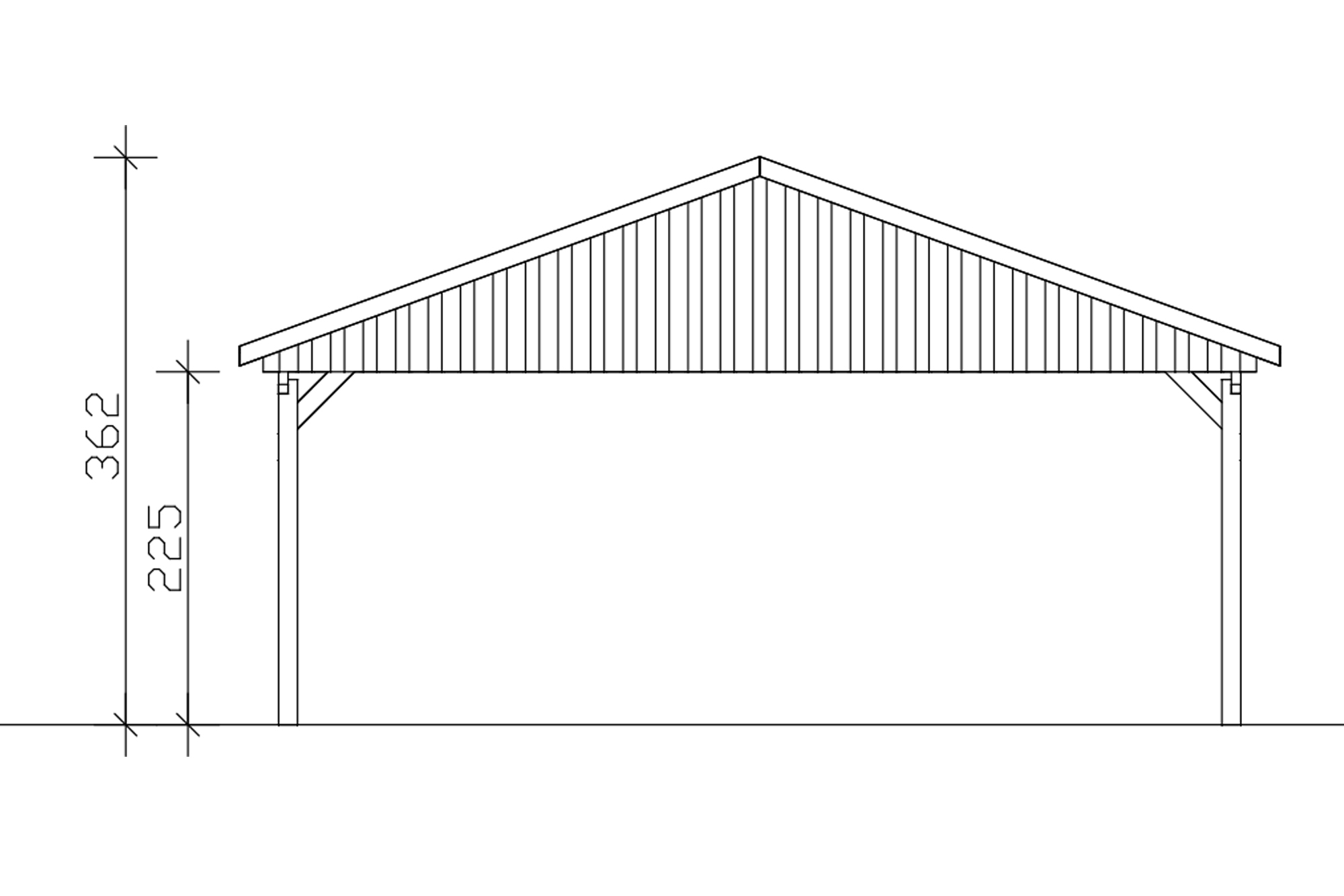 Grafik (Vorderansicht): Carport Fichtelberg 618 cm Breite