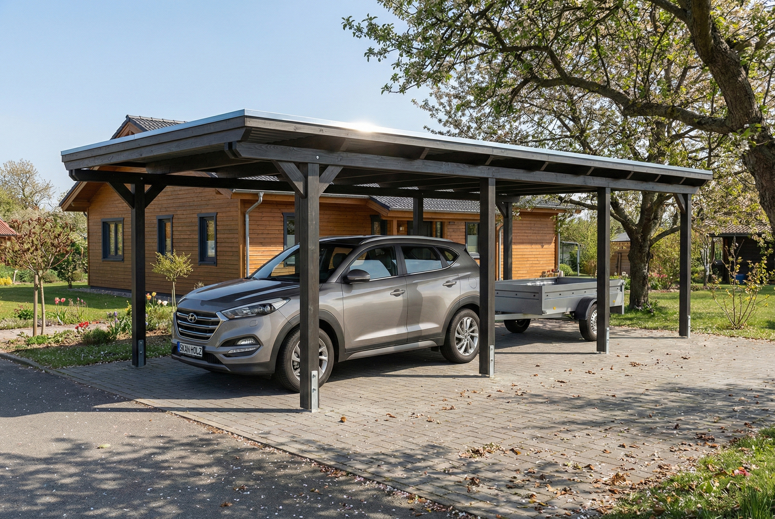 Carport Emsland 402 x 846 cm mit EPDM-Dach, anthrazit