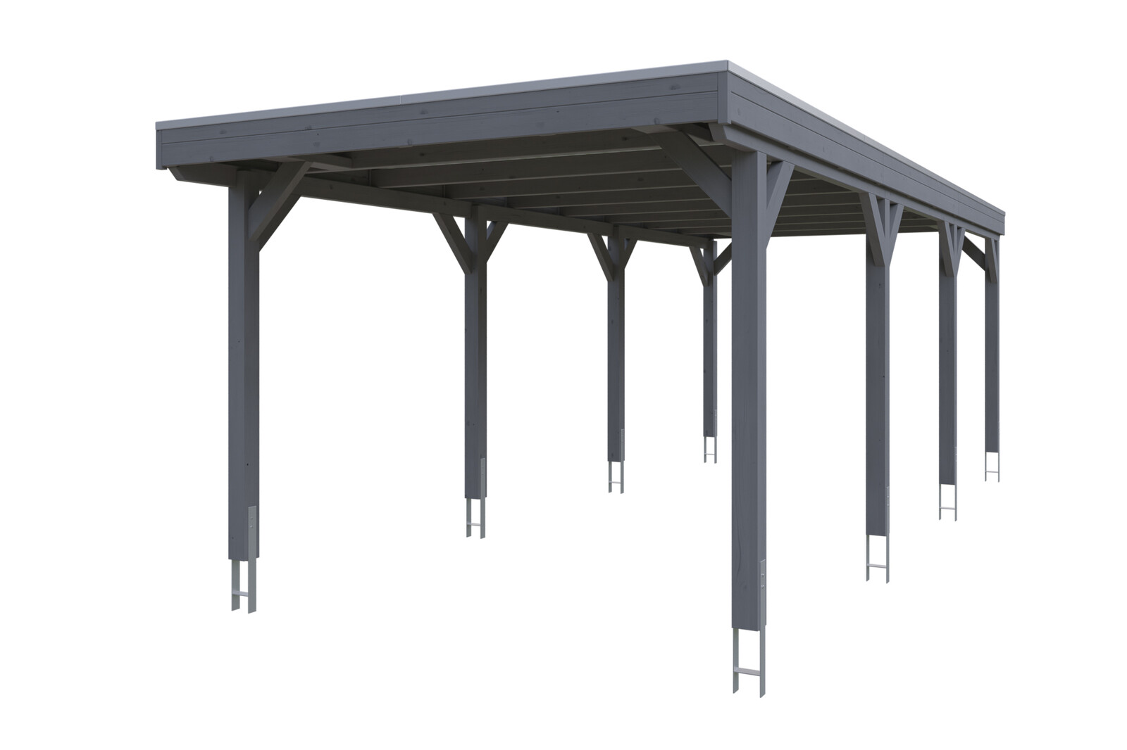 Carport Grunewald 321 x 796 cm with EPDM roof, colour pre-treated slate-grey