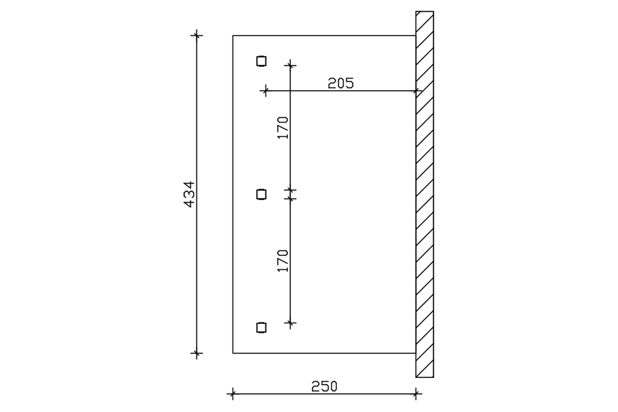 Grafik (Grundriss): Terrassenüberdachung Rimini 434x250 cm