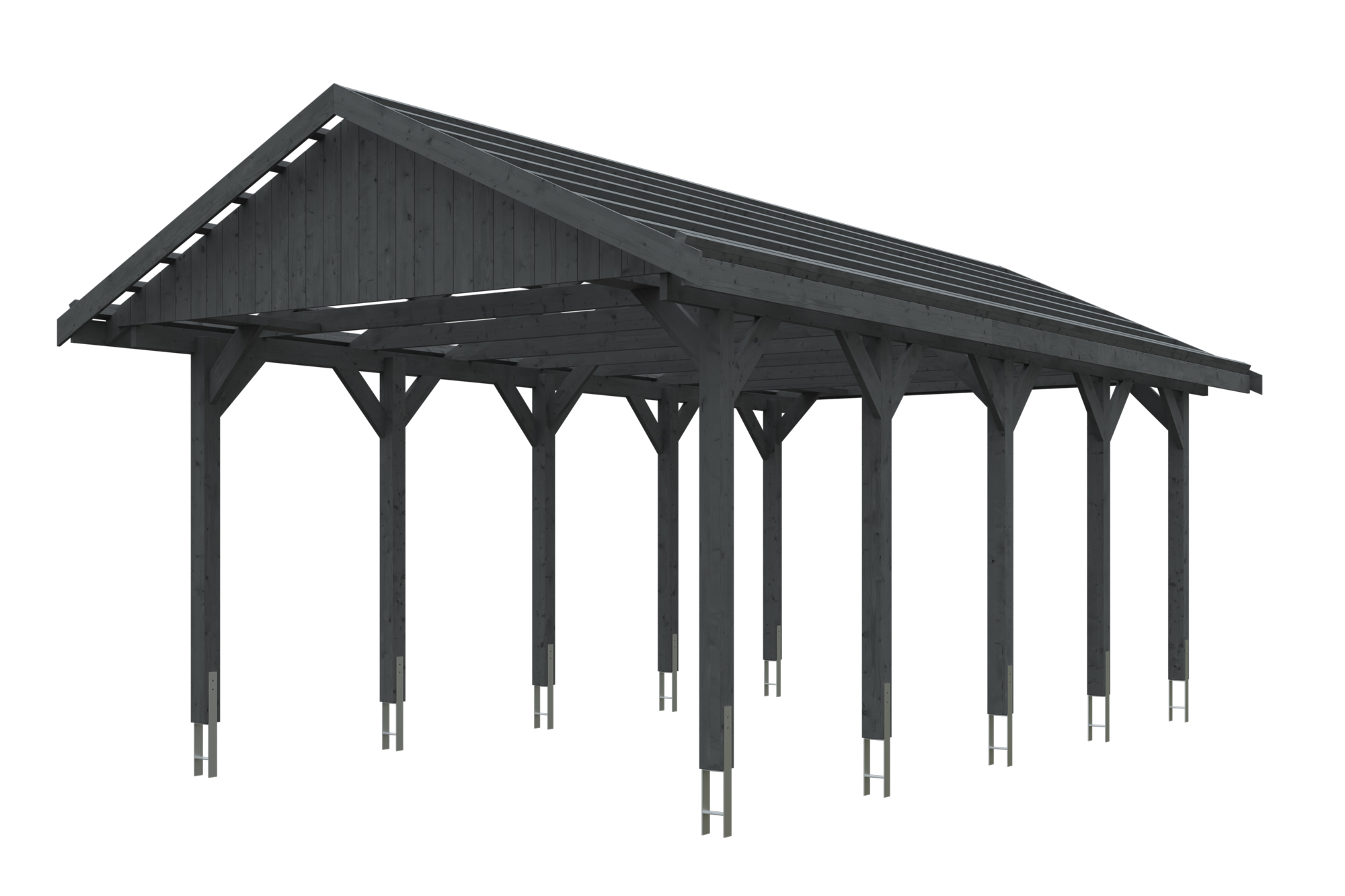 Produktbild: Carport Wallgau 430 x 750 cm, mit Dachlatten, farblich behandelt in schiefergrau