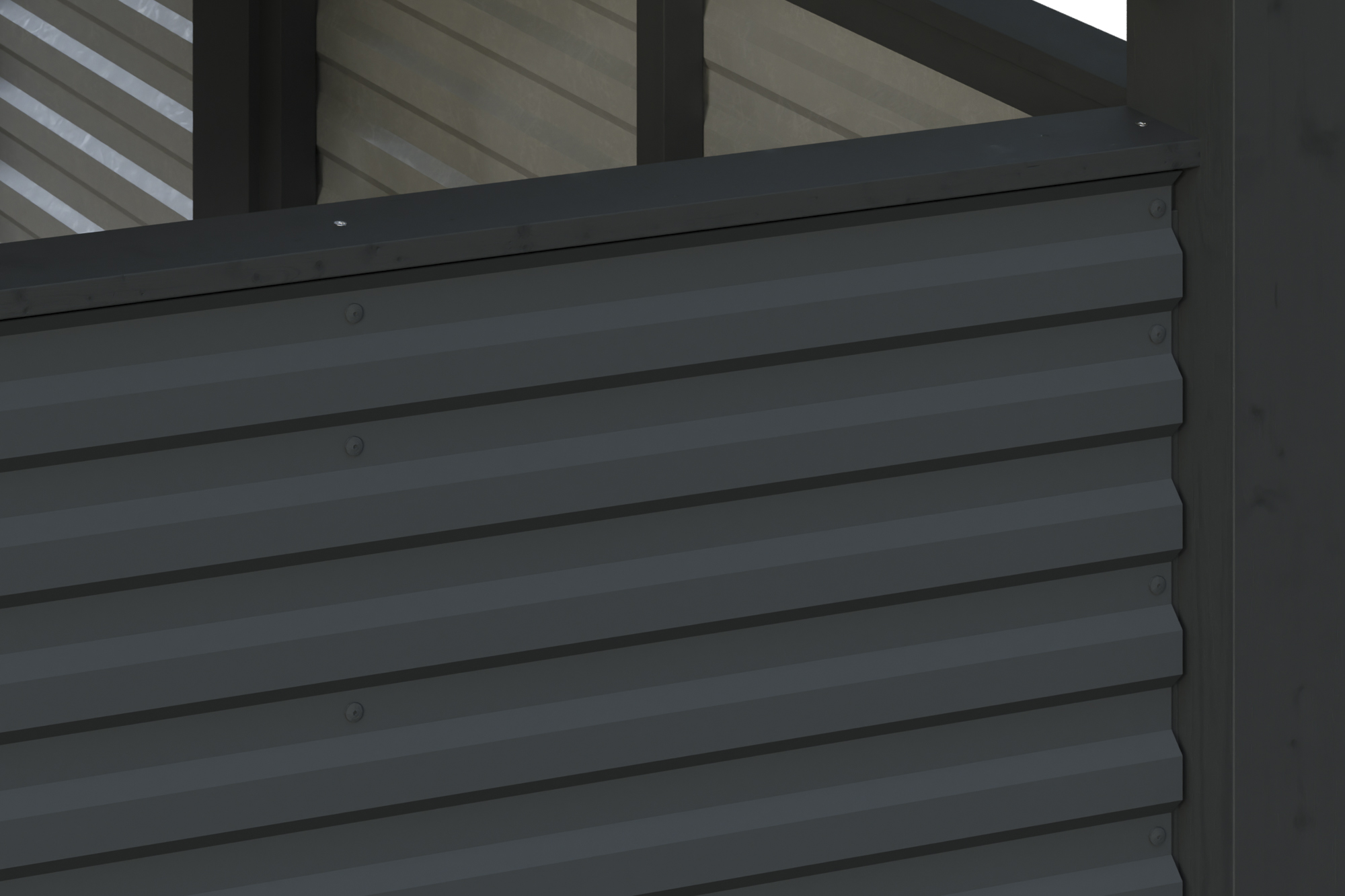 Detailbild: Aluminiumwand beim Carport Friesland, farblich behandelt in anthrazit