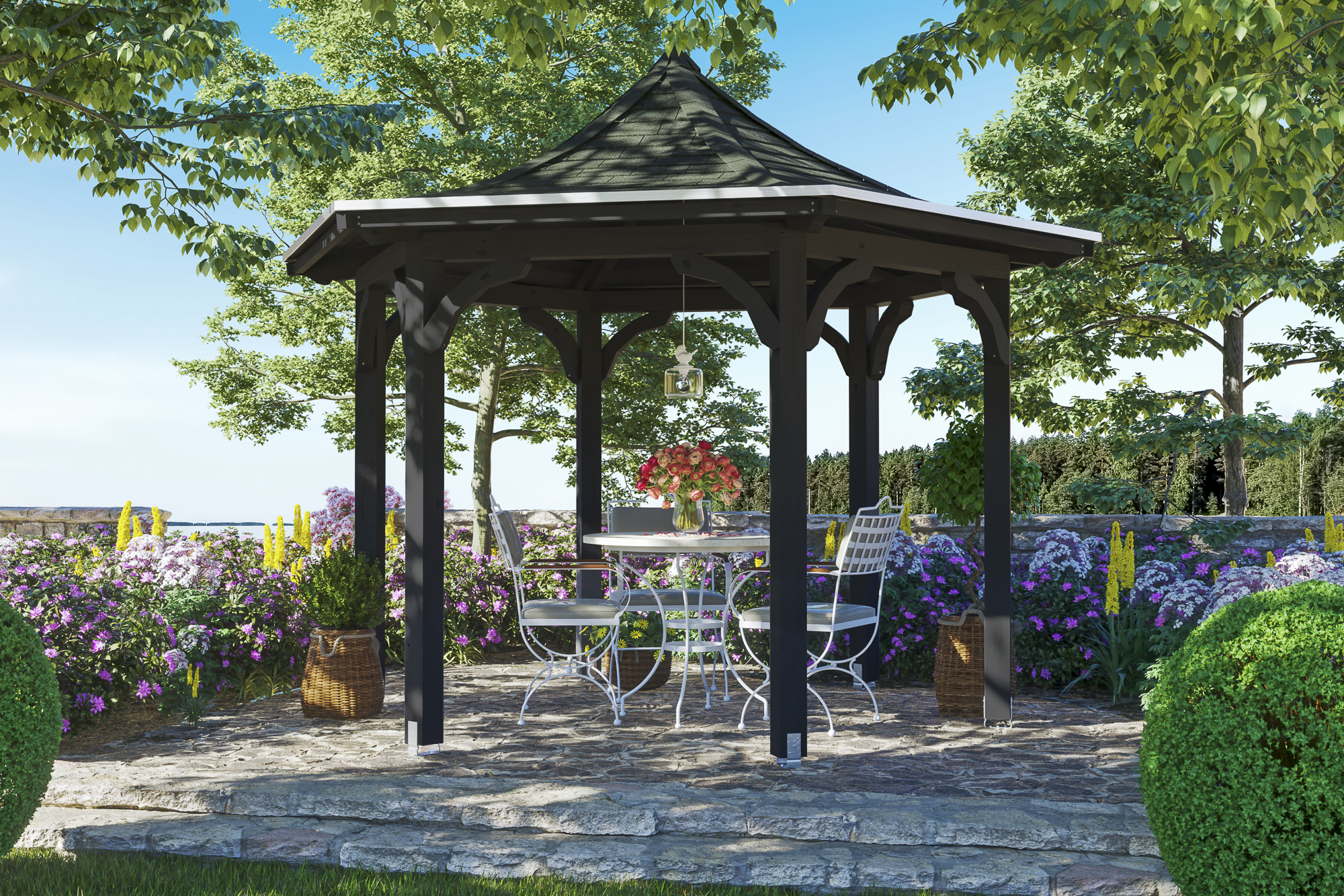 Ambientebild: Pavillon Versailles, farblich behandelt in anthrazit