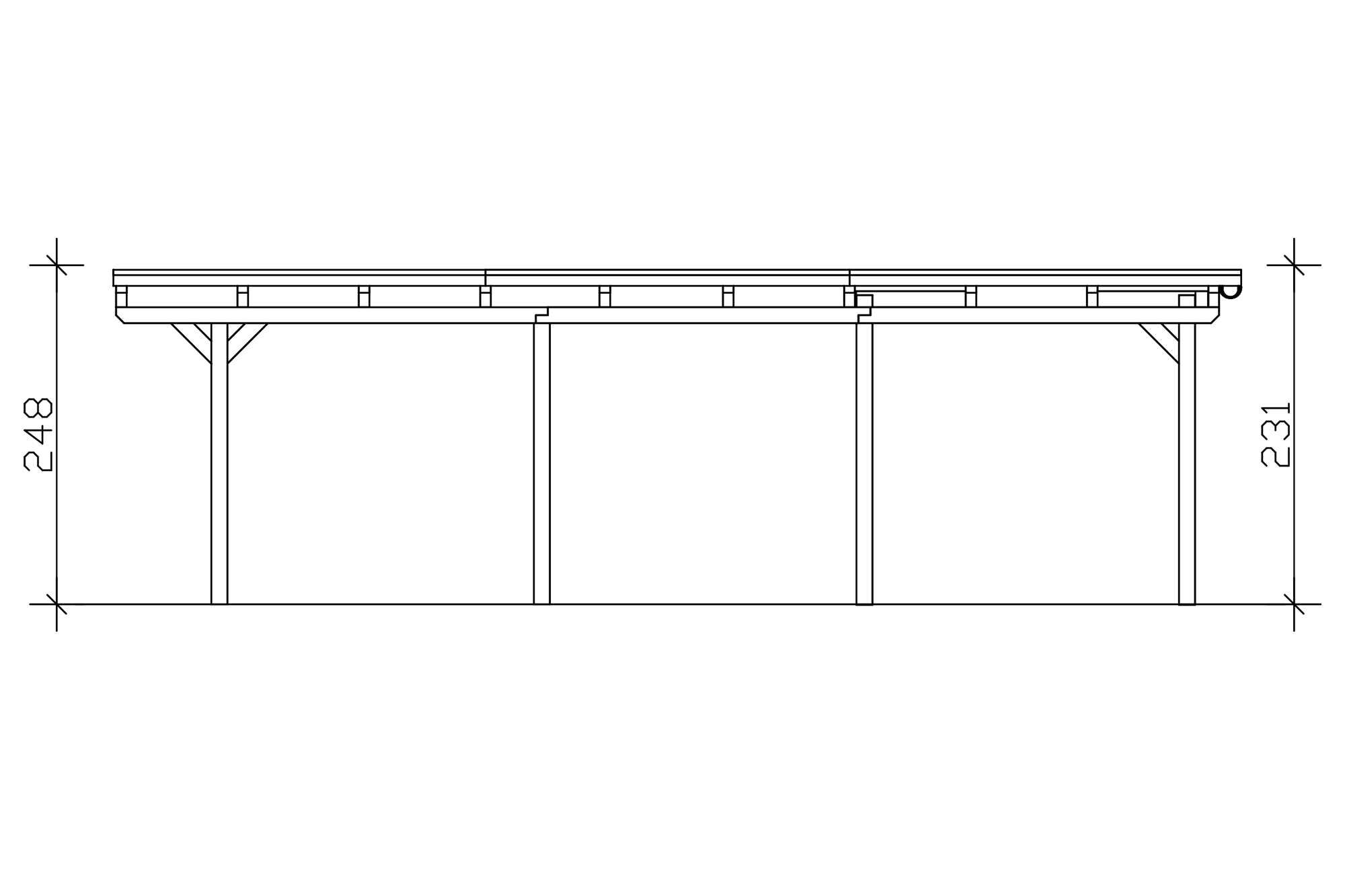 Carport Emsland 609 x 846 cm, stalen dakplaten met anticondensvlies, leigrijs