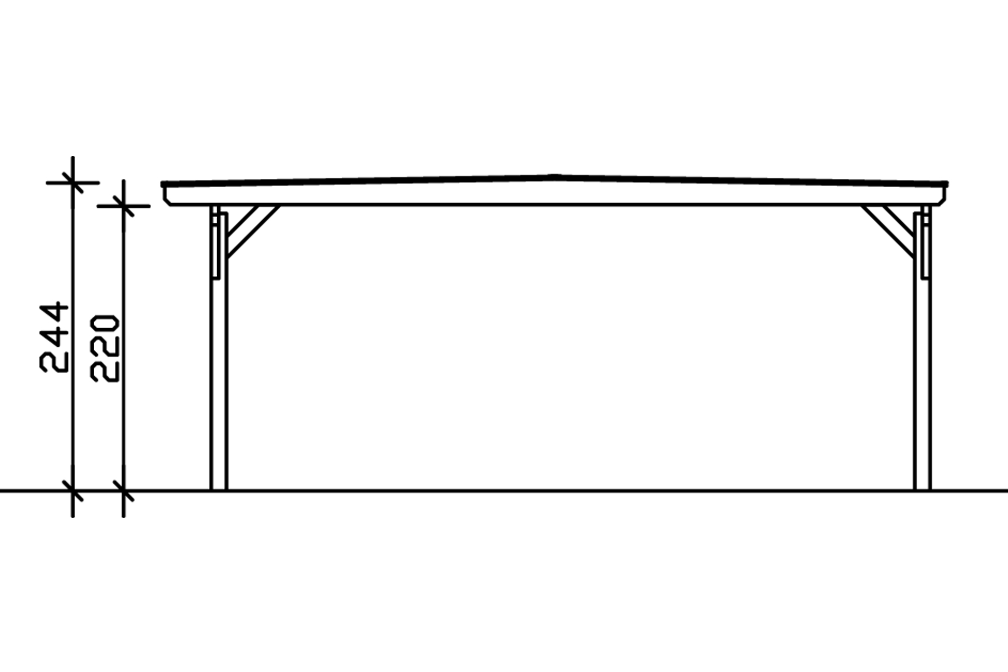 Grafik (Vorderansicht): Carport Odenwald 640 cm Breite