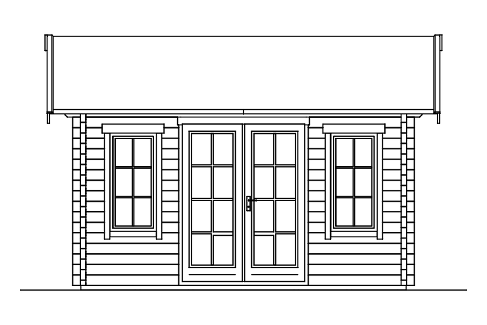 Tuinhuis Montreal 2, 70plus 420 x 380 cm, basishuis met 2e laag dakbeschot, onbehandeld