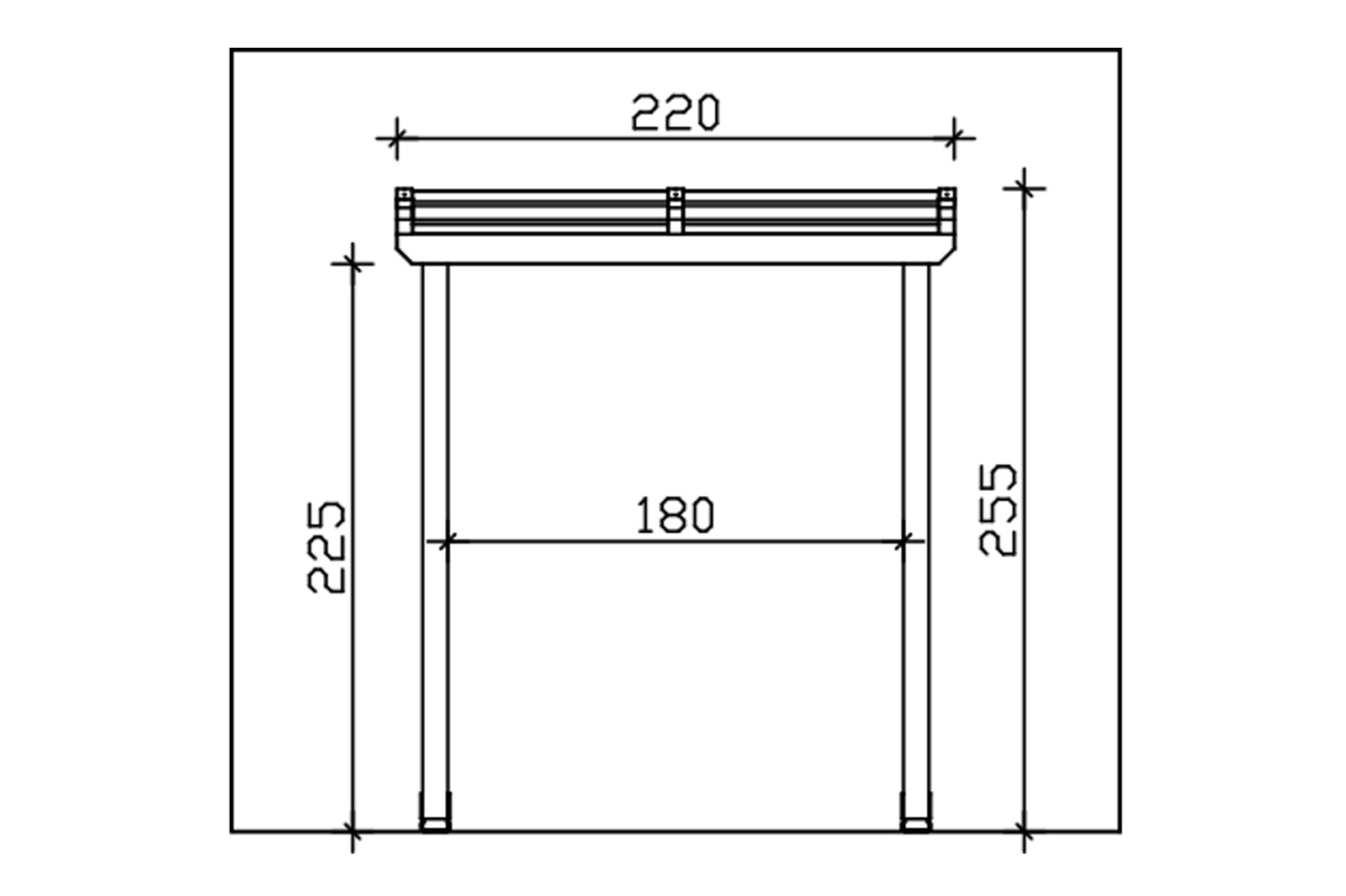 Huisdeur-afdak Anklam 1, schuin dak 220 x 124 cm, onbehandeld