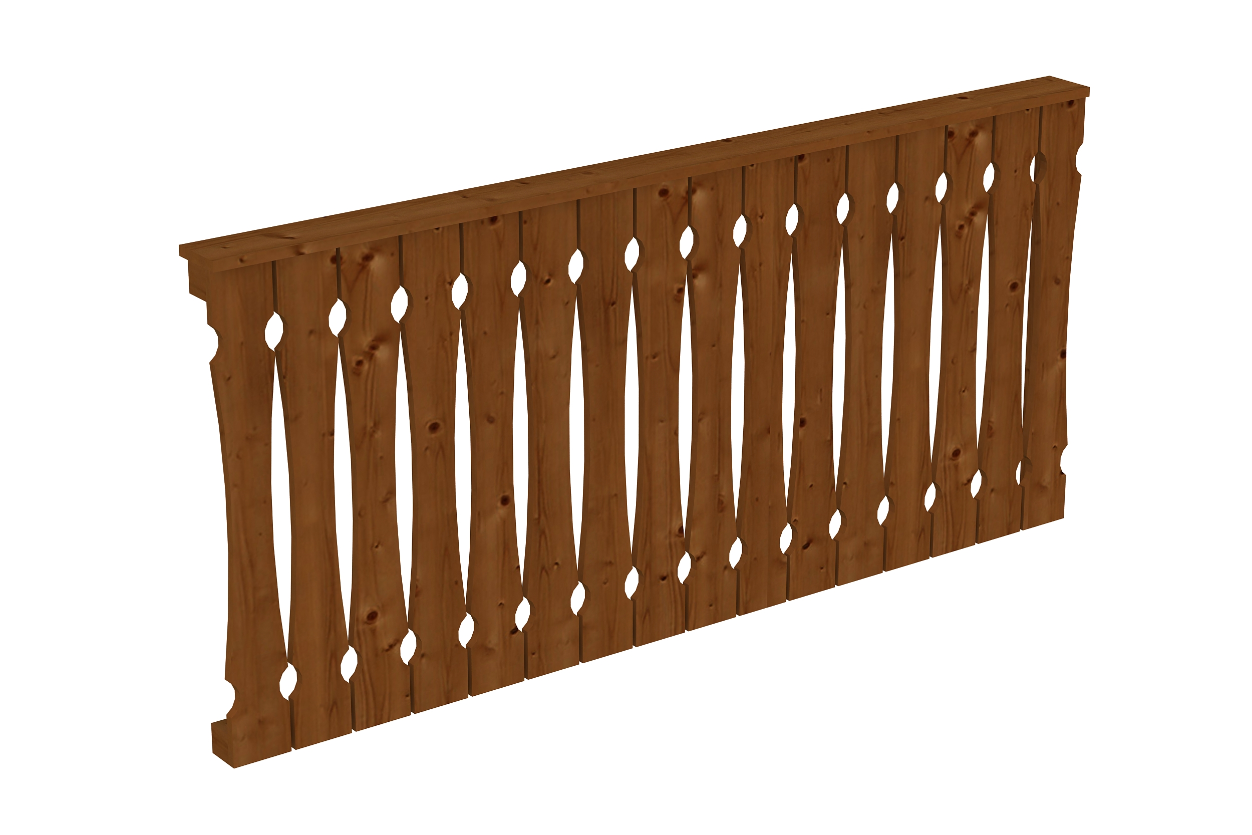 Balustrade balcony siding 205 x 96 cm, spruce, colour pre-treated in walnut