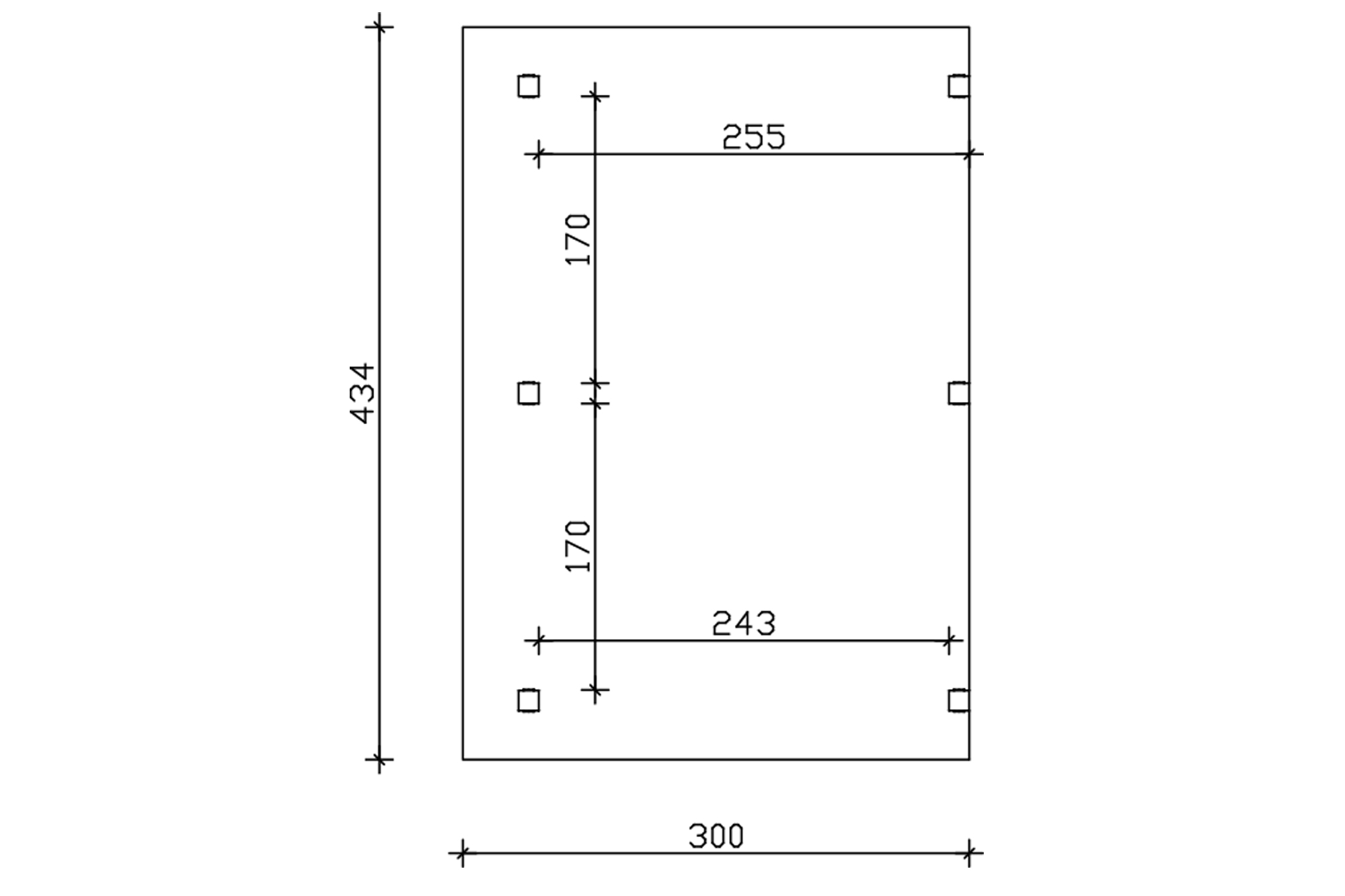 Grafik (Grundriss): Terrassenüberdachung Siena 434x300 cm
