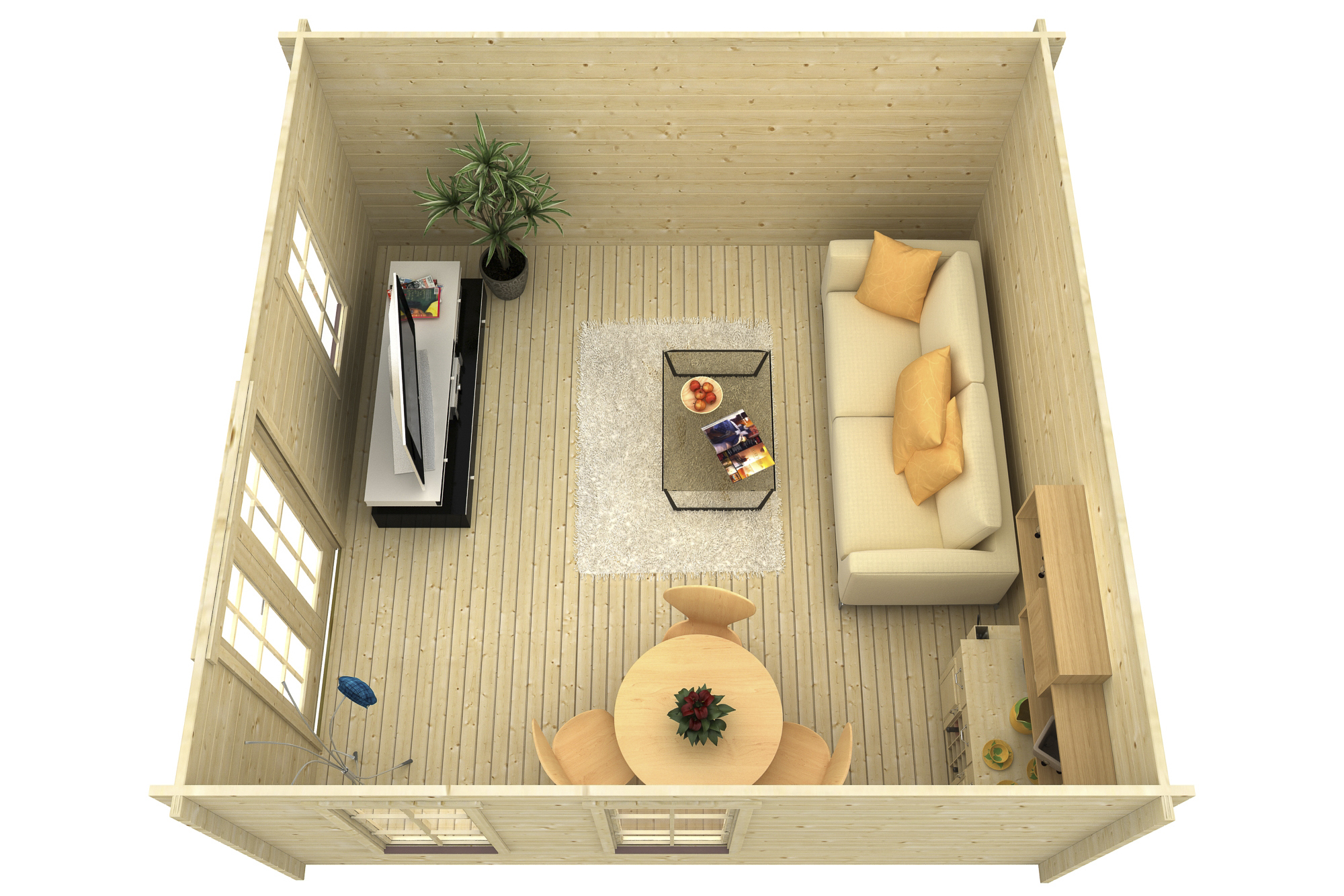Zahradní domek BERN 1, 45plus, 420 x 420 cm, 19 mm profilové bednění s perem a drážkou, neošetřené