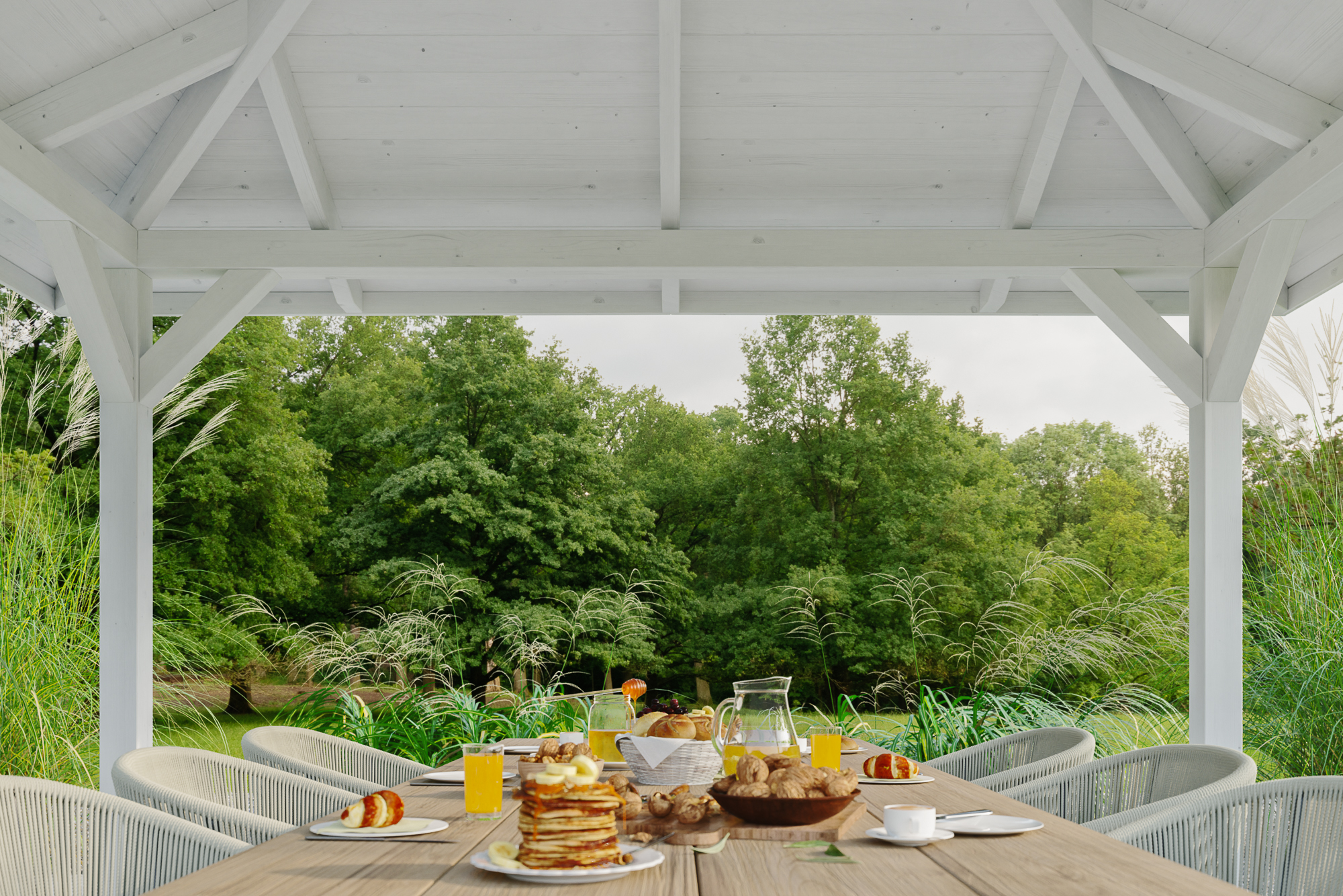 Gazebo Cannes 1, glulam, pre-treated white