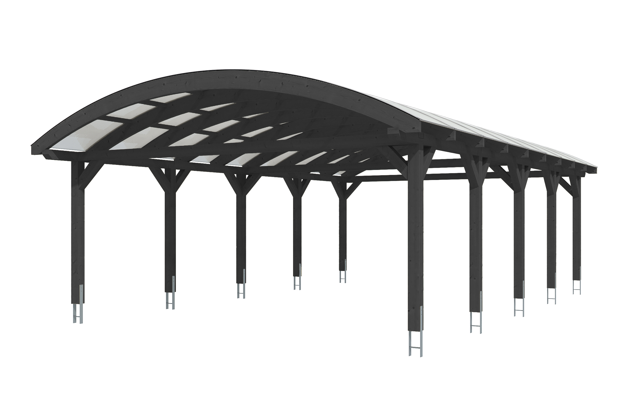 Carport Franken 635 x 969 cm, gelakt in antraciet, met polycarbonaatplaten