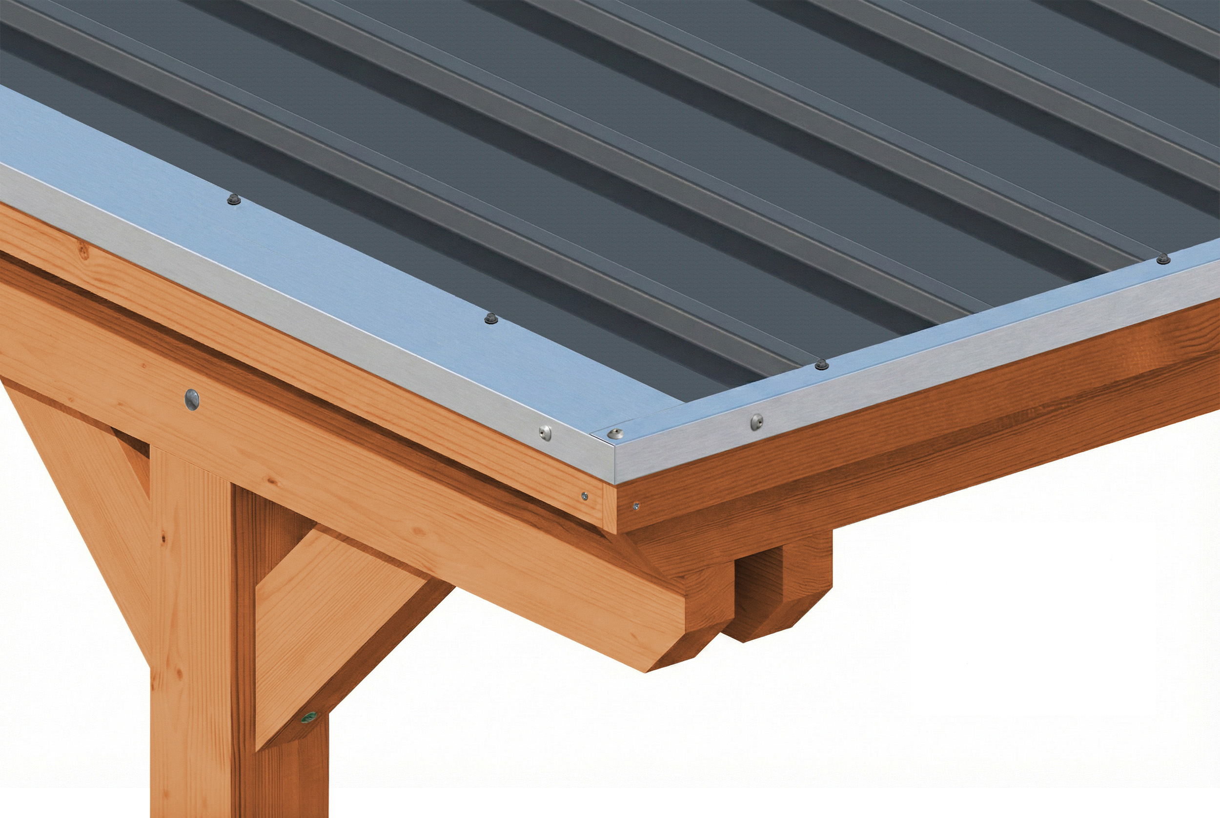 Carport Emsland 340 x 846 cm, panneaux de toit en acier avec non-tissé anti-condensation, avec débarras, chêne clair