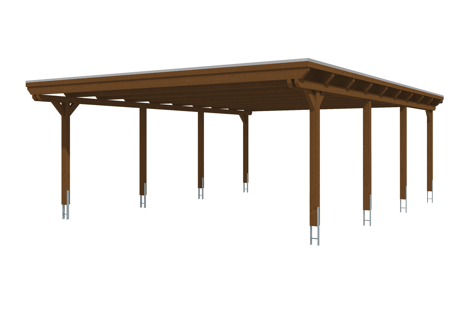 Carport Emsland 613 x 846 cm mit EPDM-Dach, nussbaum