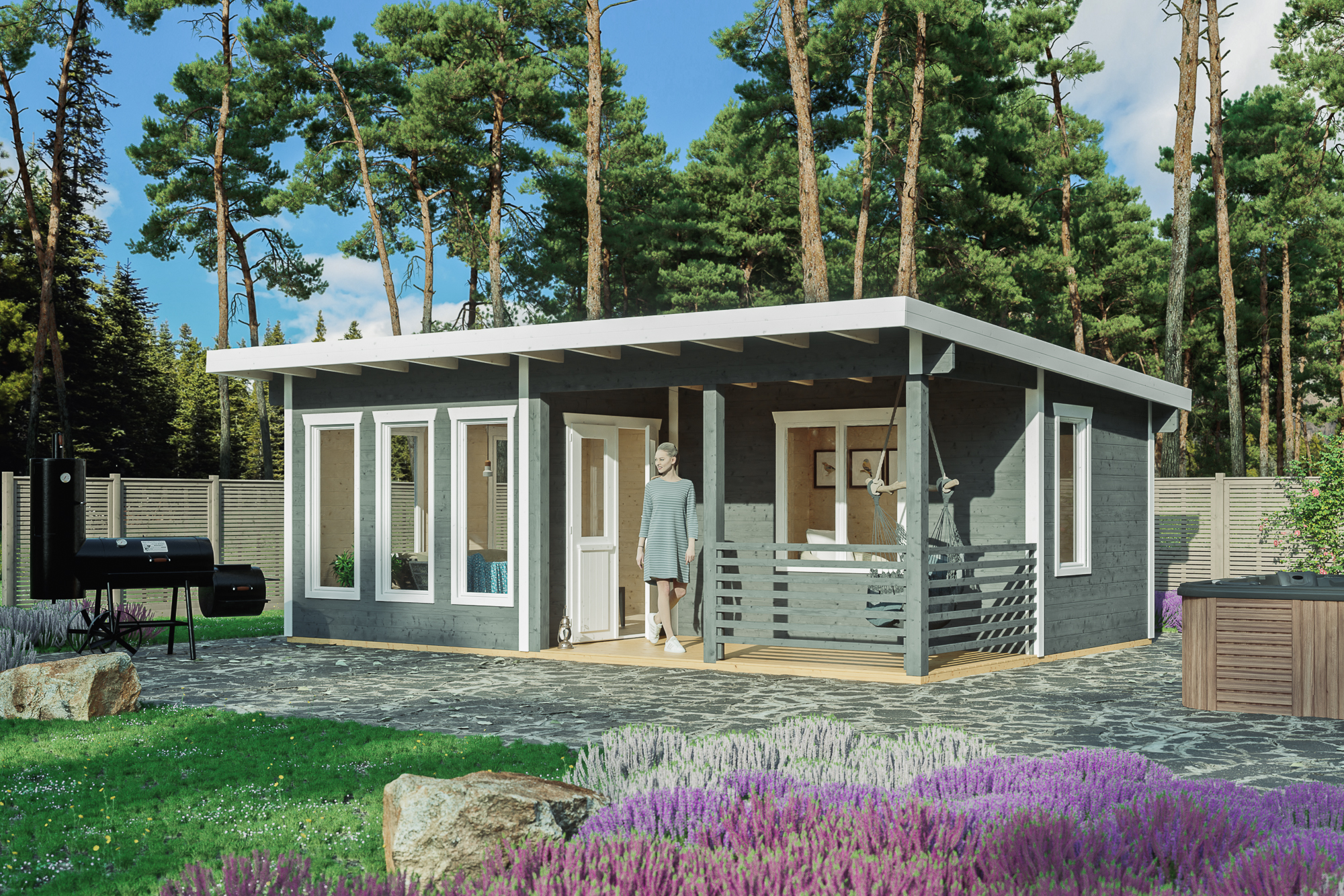 Amtientebild: Gartenhaus Arnheim, farbehandelt in schiefergrau