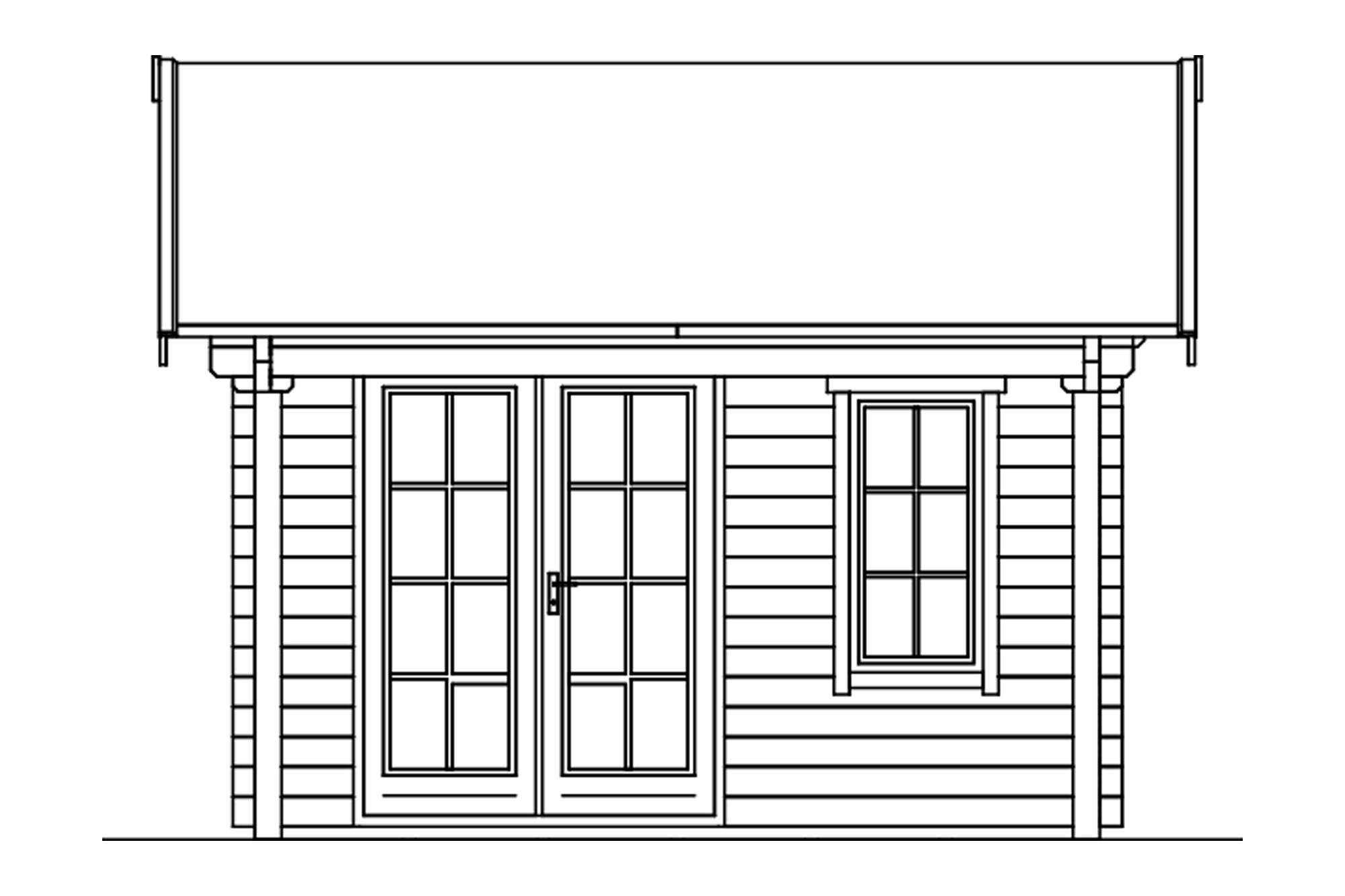 Chalet de loisirs CALGARY 380x300cm, 70mm, toit isolable (pour bardeaux)