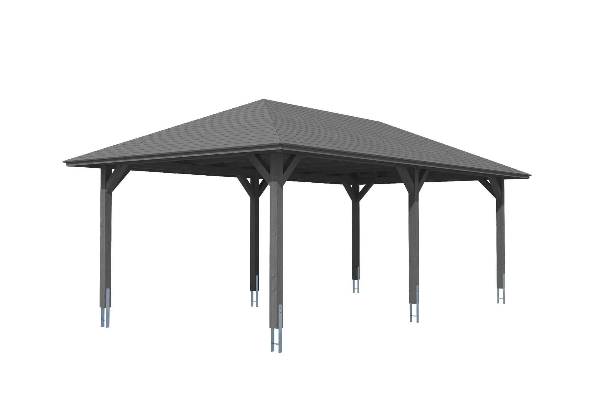 Carport Taunus 439 x 786 cm, gelakt in leigrijs