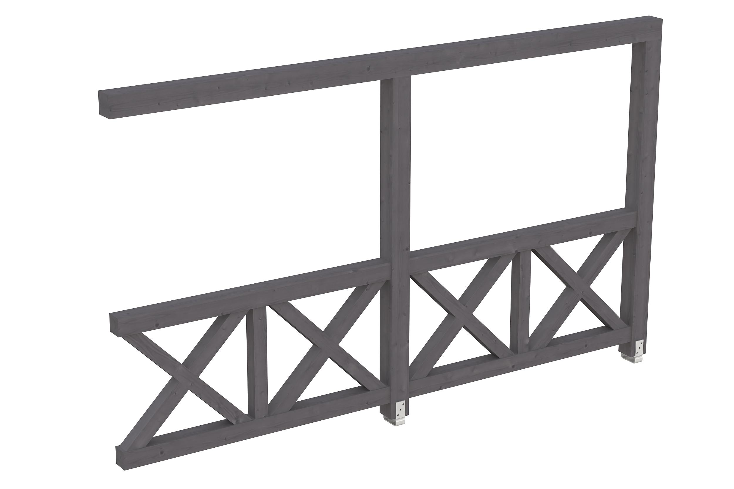 Seitenwand Andreaskreuz (WA) 355 x 210 cm, Fichte, schiefergrau