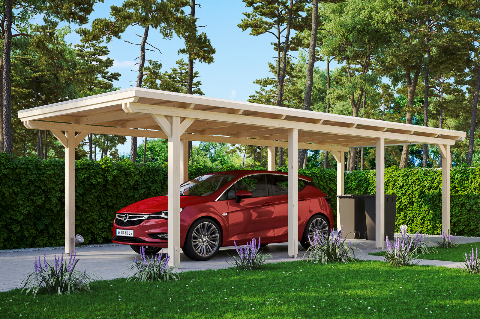 Carport Emsland 354 x 846 cm mit Aluminiumdach, natur