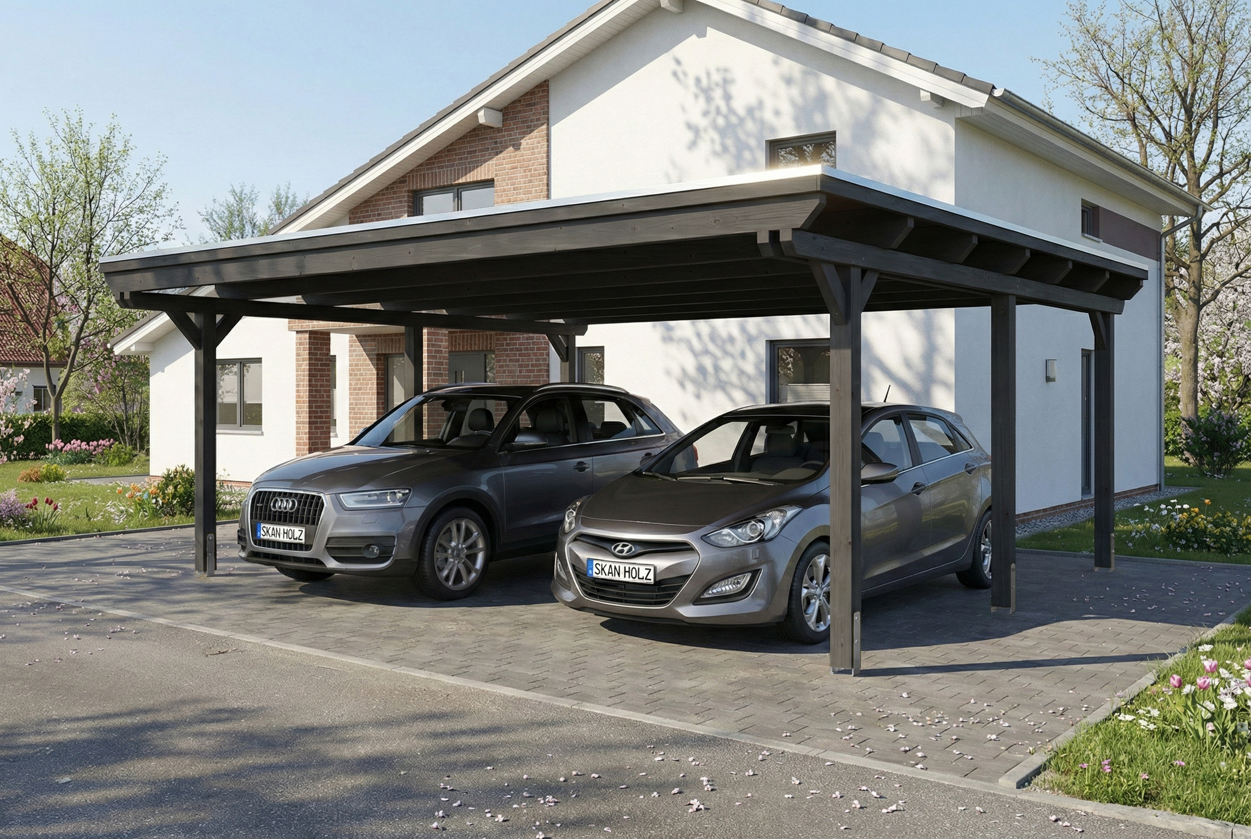 Carport Emsland 609 x 604 cm, stalen dakplaten met anticondensvlies, antraciet