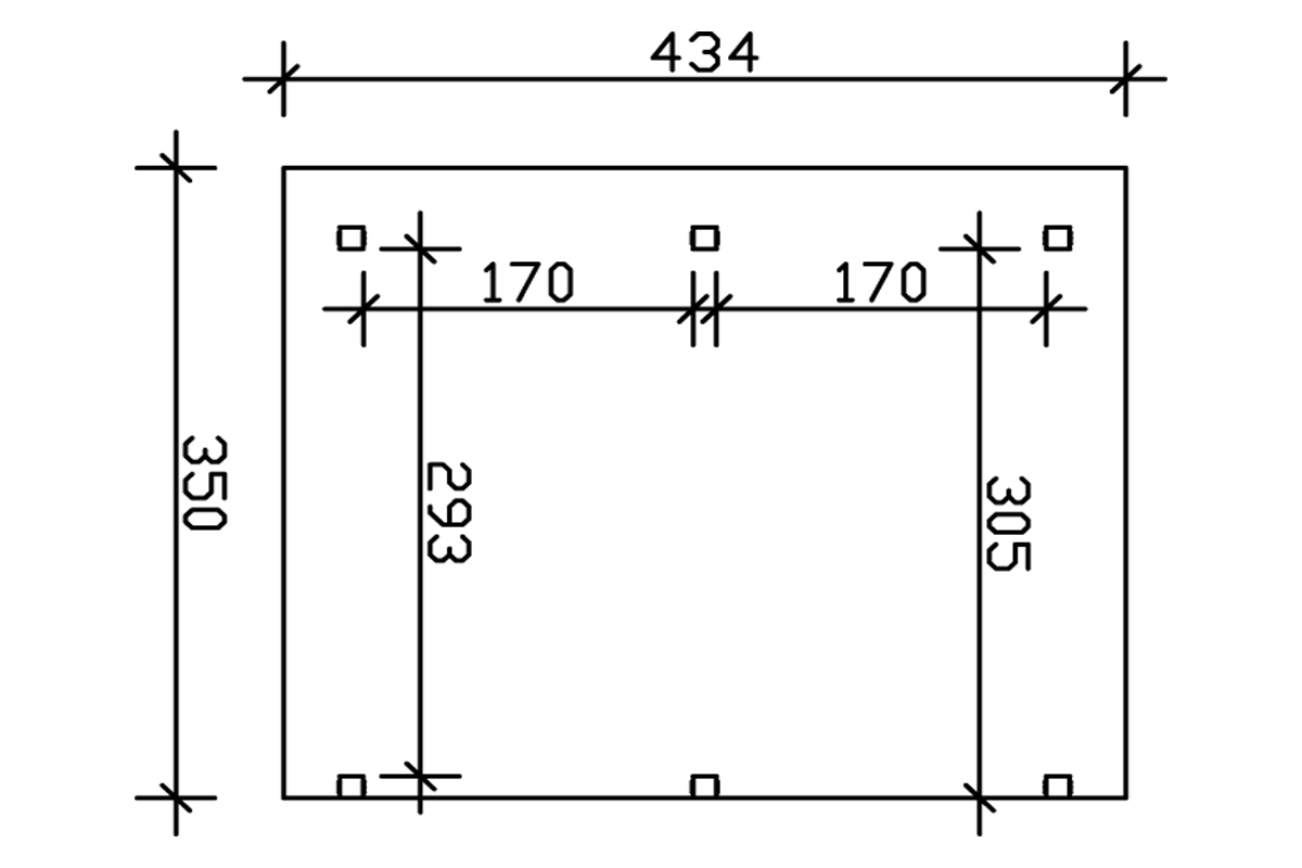 Grafik (Grundriss): Terrassenüberdachung Siena 434x350 cm